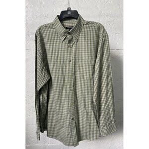 Van Heusen Green Plaid Long Sleeve Shirt Size Large 16-16.5